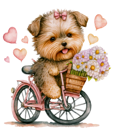 1 Pink Dog Valentine_s Day With Bicycle