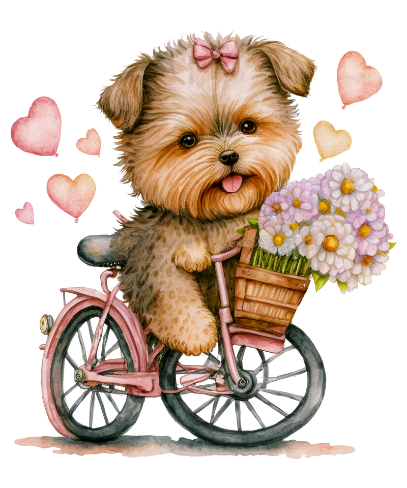 1 Pink Dog Valentine_s Day With Bicycle