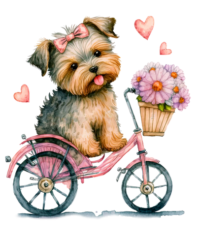 2 Pink Dog Valentine_s Day With Bicycle