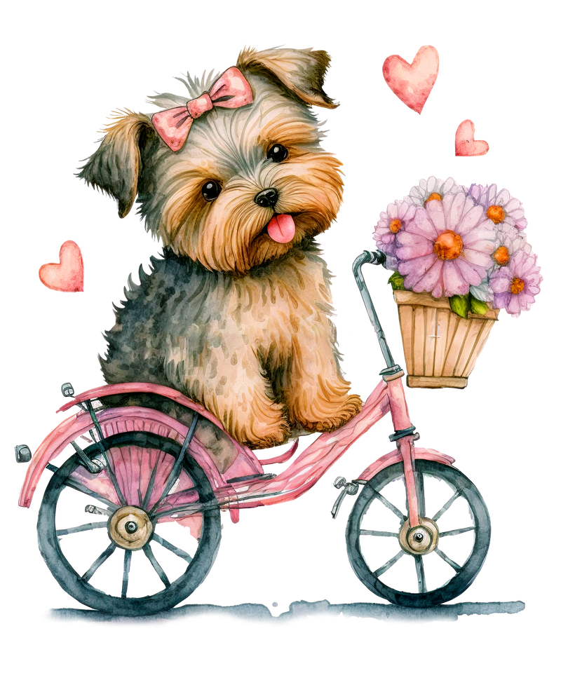 2 Pink Dog Valentine_s Day With Bicycle