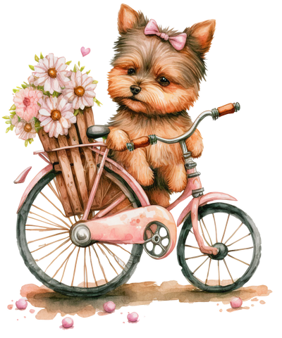 3 Pink Dog Valentine_s Day With Bicycle