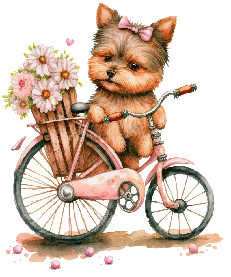 3 Pink Dog Valentine_s Day With Bicycle