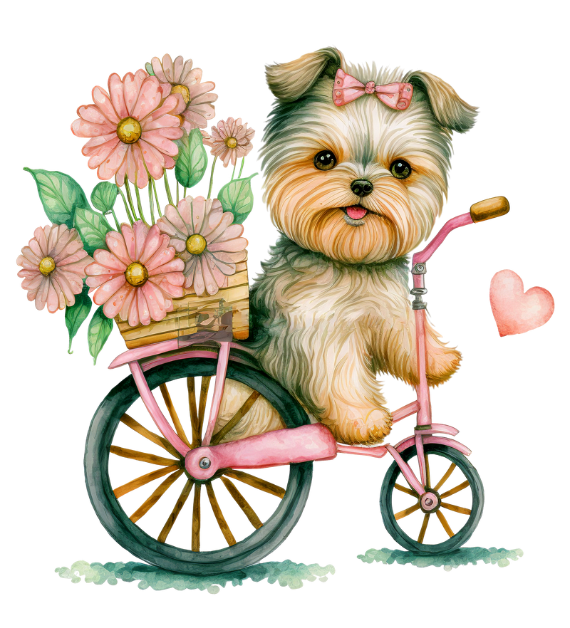 4 Pink Dog Valentine_s Day With Bicycle