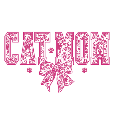 Cat Mom Chinoiserie Pink Coquette Bow