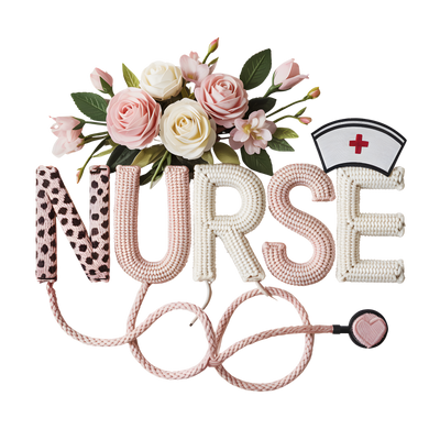 Faux Yarn Nurse PNG, Valentines Nurse Png