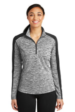Sport-Tek ®  Women's PosiCharge ®  Electric Heather Colorblock 1/4-Zip Pullover. LST397