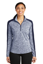 Sport-Tek ®  Women's PosiCharge ®  Electric Heather Colorblock 1/4-Zip Pullover. LST397