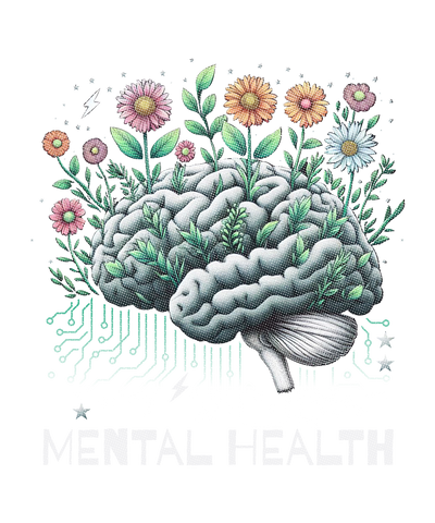 Mental Health Brain flowers for dark BG GR