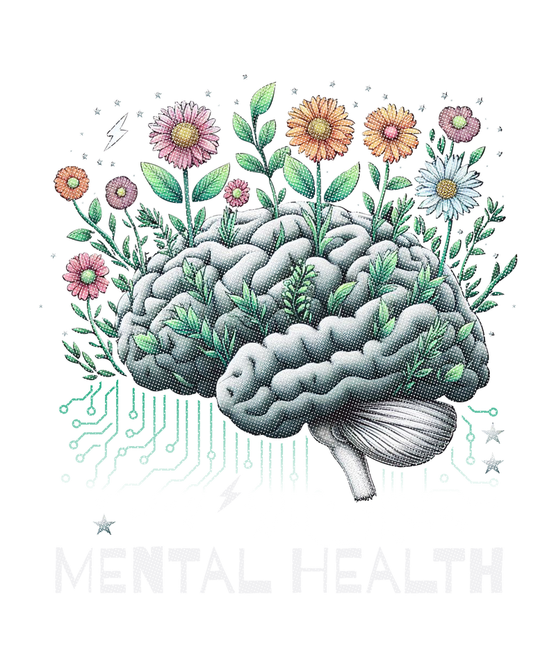 Mental Health Brain flowers for dark BG GR