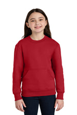 Port & Co ™  Youth Core Fleece Crewneck Pocket Sweatshirt PC78YPKT