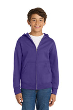 Port & Co ™  Youth Core Fleece Full-Zip Hooded Sweatshirt.  PC90YZH