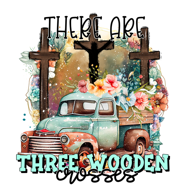 THERE ARE THREE WOODEN CROSSES
