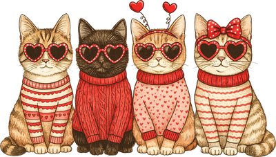 Valentine Cats friends_