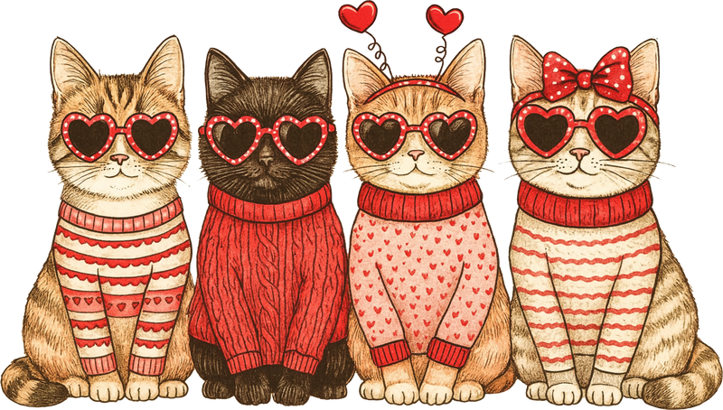 Valentine Cats friends_