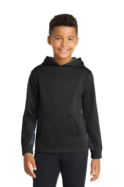Sport-Tek ®  Youth Sport-Wick ®  CamoHex Fleece Colorblock Hooded Pullover.  YST239