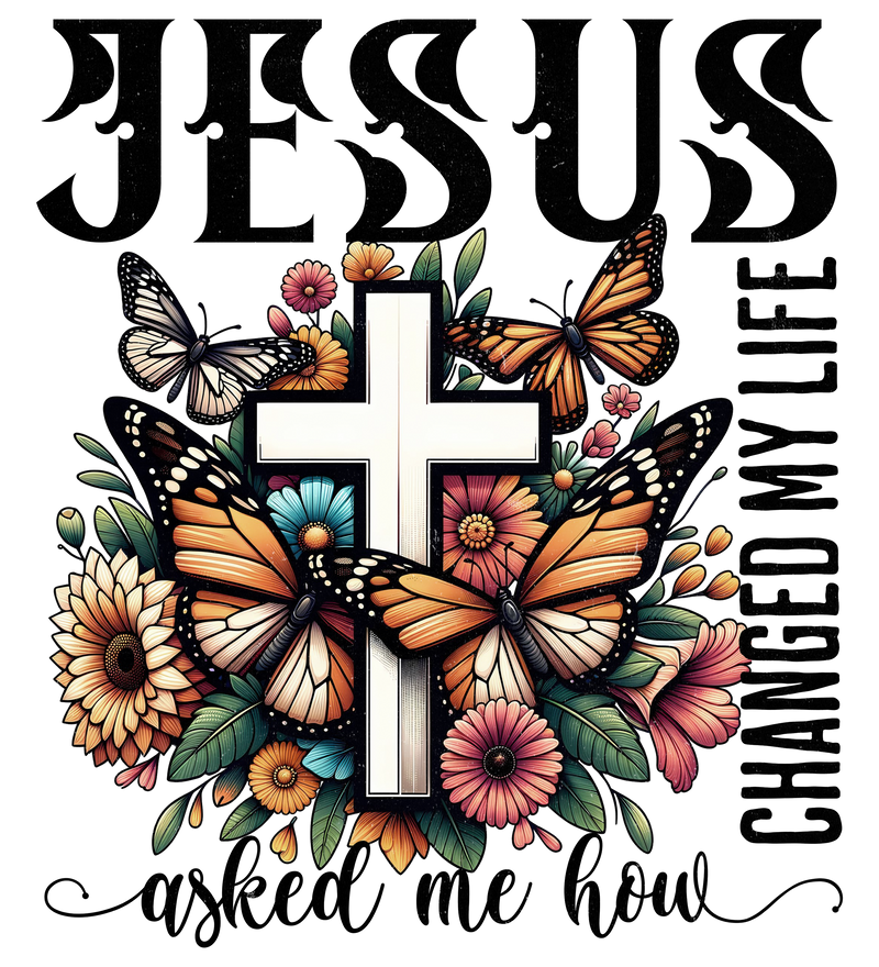 cross and butterflies
