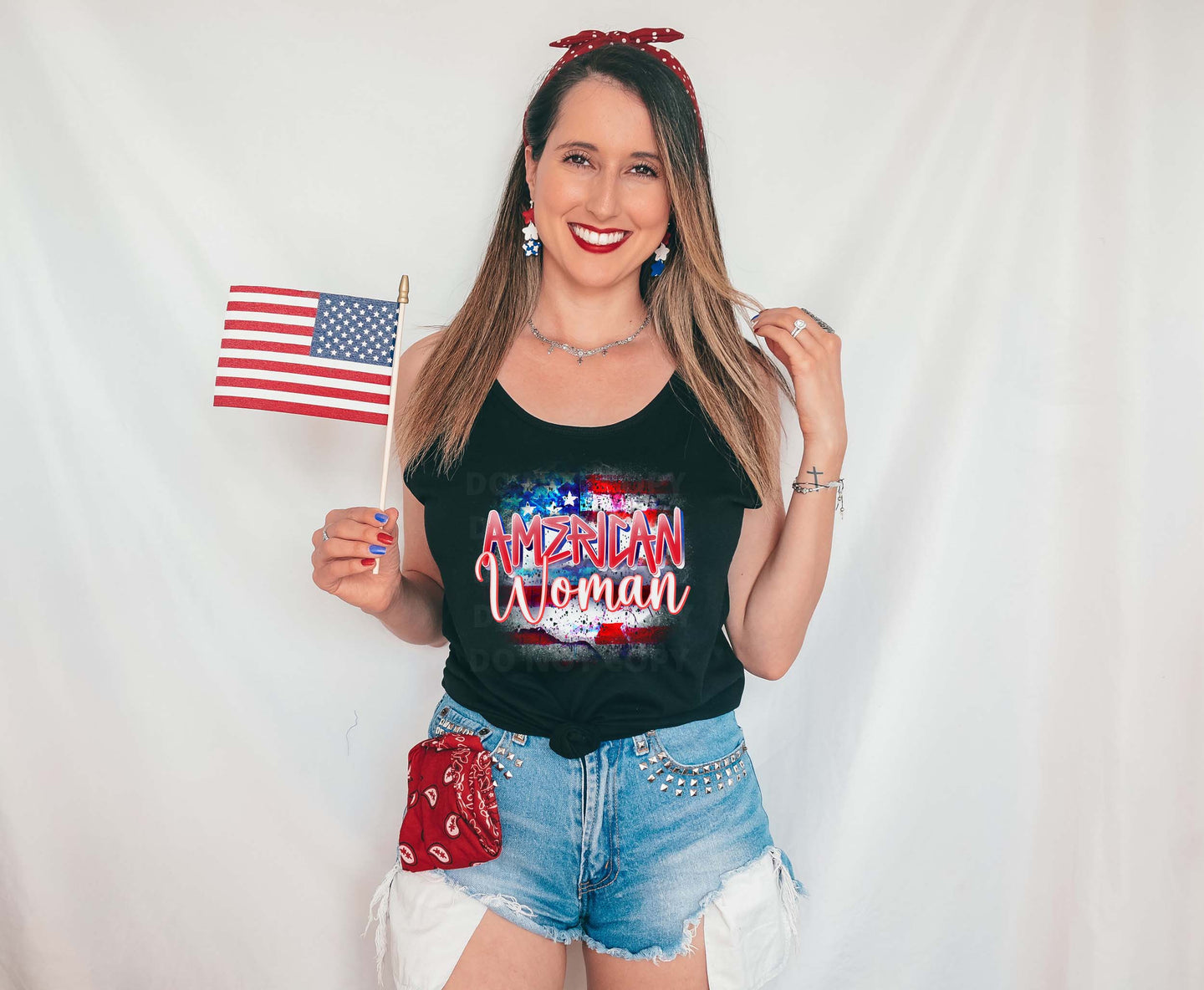 AMERICAN WOMAN-FLAG